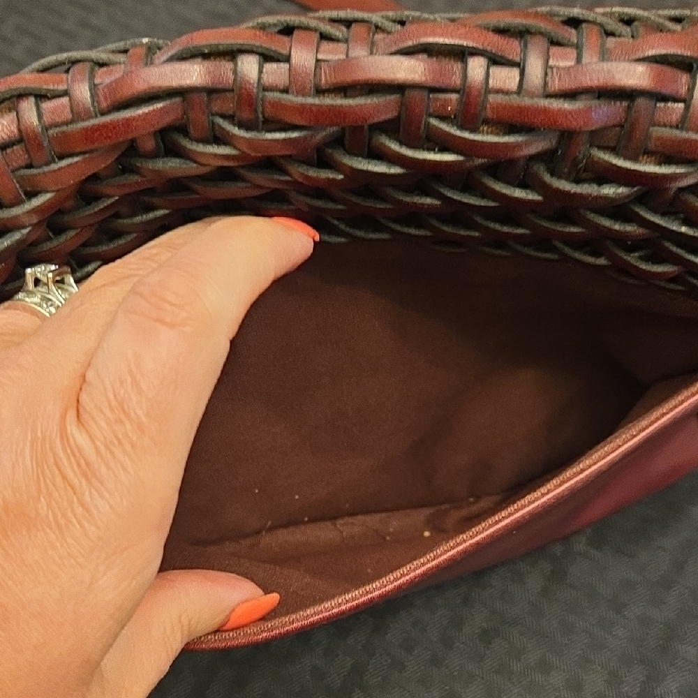 Aigner Burgundy  Woven Leather Crossbody Bag - Picture 3 of 12